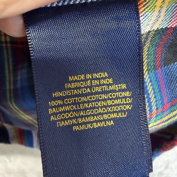 Polo Ralph Lauren Boys Large 14-16 Flannel Plaid Button Front Shirt Preppy Blue - Picture 5 of 11